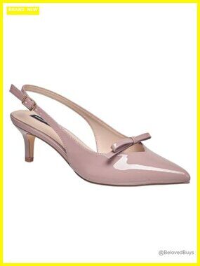 Pointed Toe Slingback Mid Heel Dress Pumps with Adjustable Strap